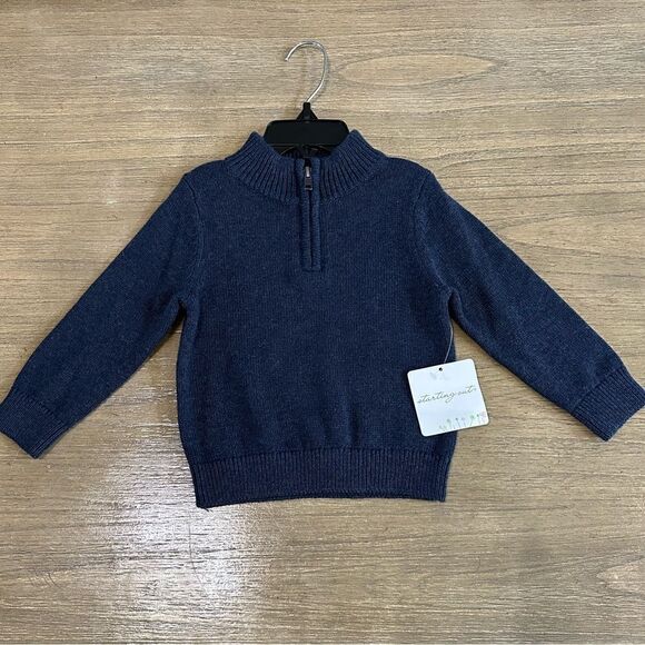 Starting Out Baby Boy Quarter Zip Pullover Sweater - Picture 2 of 8